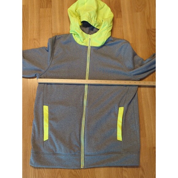 Layer 8 Sweatshirt Hoodie Mens Medium Gray Yellow Full Zip Active Long Sleeve - Picture 7 of 10